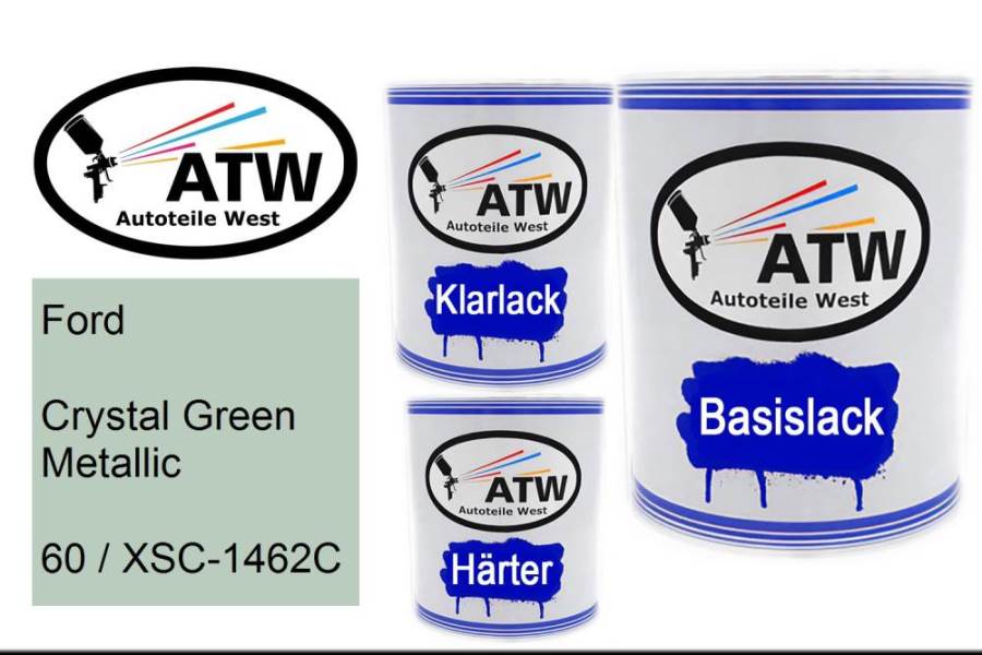 Ford, Crystal Green Metallic, 60 / XSC-1462C: 1L Lackdose + 1L Klarlack + 500ml Härter - Set, von ATW Autoteile West.